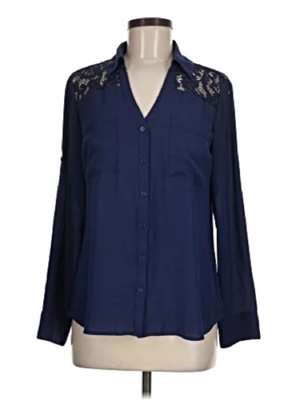 Express Navy Slim Portofino with Lace